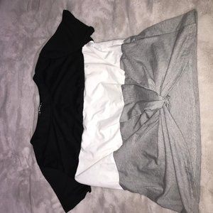 black white and grey t-shirt